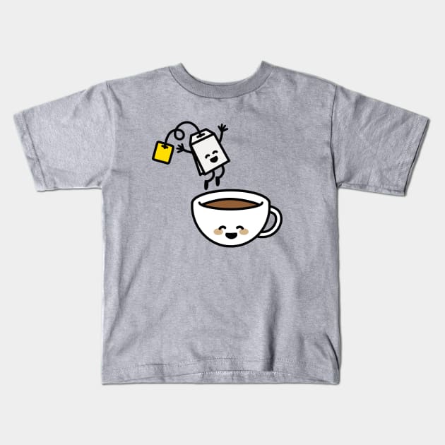 Funny tea bag teacup happy Tea lover Tea drinker Kids T-Shirt by LaundryFactory